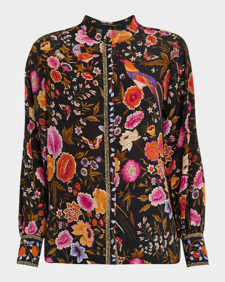 Fionna Floral-Print Silk Blouse